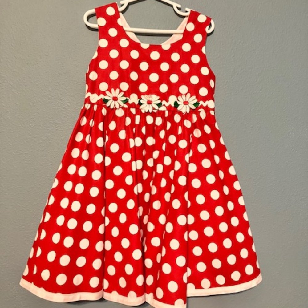 VINTAGE - B.T. KIDS - Girl's Size 5 - Red & White Polka Dot Dress -  Mint!